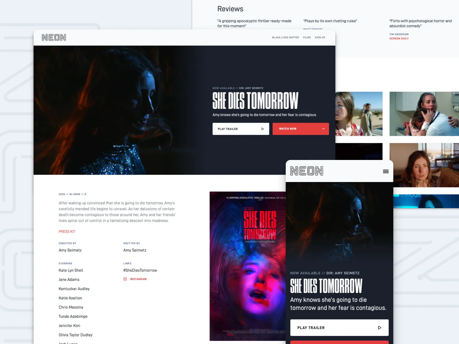 NEON Website — homepage and film discovery